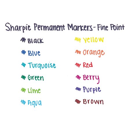 Sharpie Fine Tip Permanent Marker, Fine Bullet Tip, Red, PK12 30002